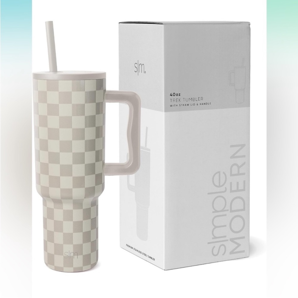 COPY - Simple Modern Trek 40oz Tumbler with Handle and Straw Lid, Checkmate new